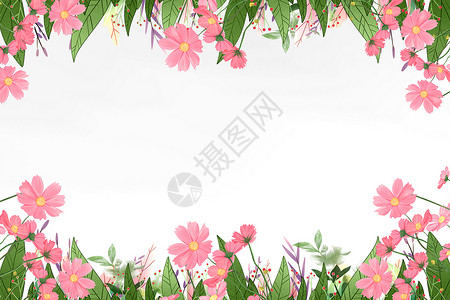 水彩小清新树叶水彩花的背景设计图片