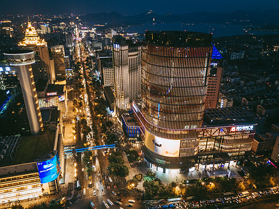 现代化城市夜景摩天大楼高清图片素材