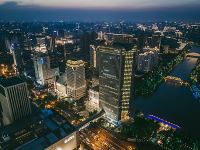 楼人现代化城市夜景背景