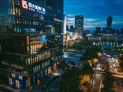 信息化建设城市市中心夜景航拍背景