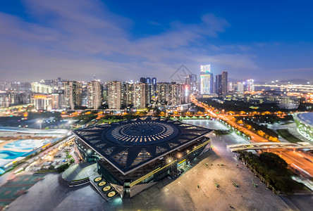 深圳宝安体育馆体育馆的夜景背景