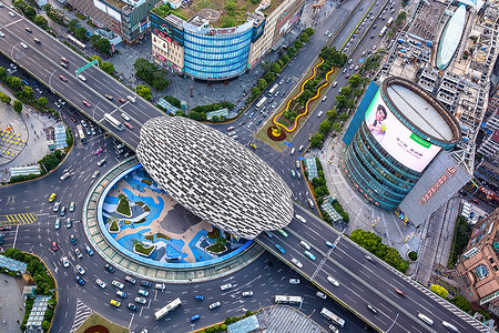 五角场商圈俯拍上海高清图片素材