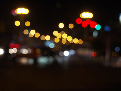 手动比心街道夜景朦胧光斑背景