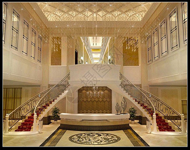 欧式楼梯欧式酒店大堂装修效果图背景