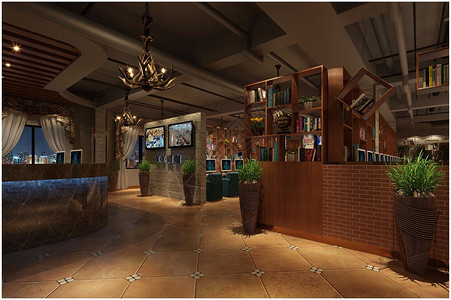 黑游戏的素材网咖室内装修设计效果图背景