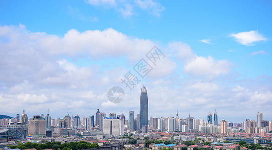 城市天际线鸟瞰济南高清图片