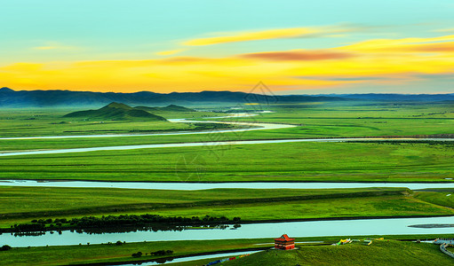 山河水甘南草原风光背景