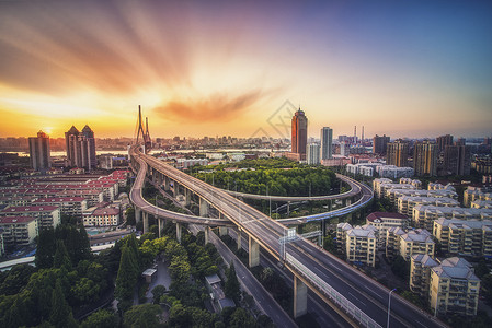 夜晚点亮了桥梁杨浦大桥背景