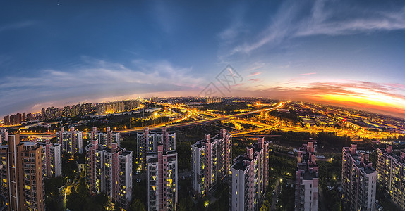 夜景霓虹万家灯火的上海城市全景背景