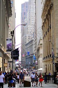 曼哈顿街景美国纽约华尔街金融街背景