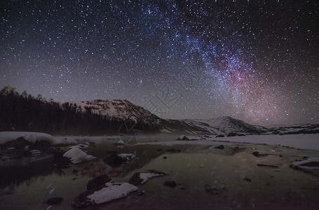 游泳馆宣传素材喀纳斯夜空星空银河背景