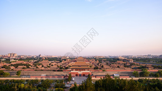 红墙砖瓦景山公园 故宫全景背景