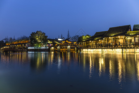 朦胧夜色江南古镇背景