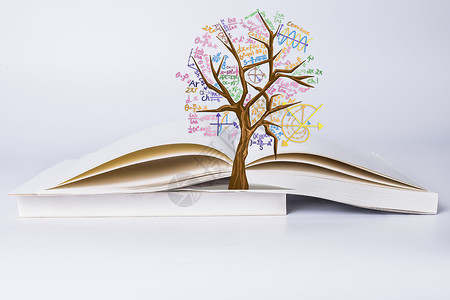 破纸而出书本诞生出知识树设计图片