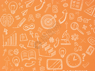 橙色元素橙色卡片上的知识设计图片