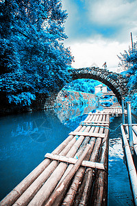 小桥流水背景图片