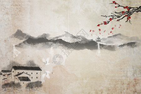 水红色中国风设计图片