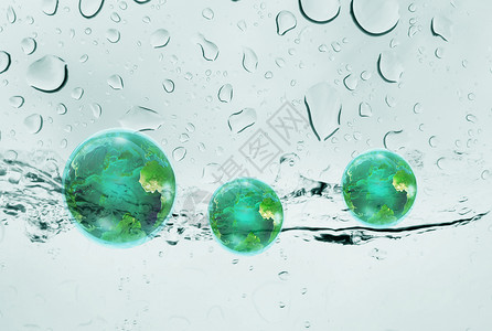 面粉在水中浸在水中的绿色地球设计图片