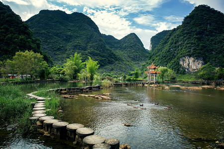 泉阳泉广西靖西风光背景