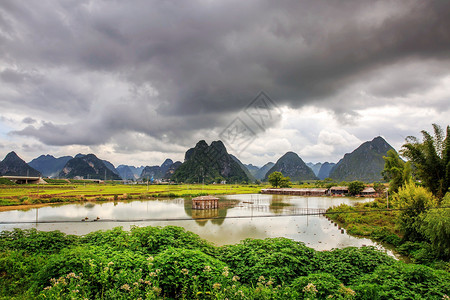 鱼塘戏水广西风光背景