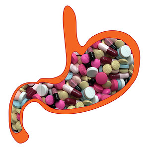 医疗白底胃里的药品设计图片
