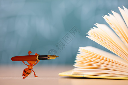 蚂蚁图库素材举起钢笔的蚂蚁设计图片