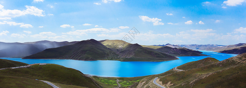 山峰全景西藏美景羊湖羊卓雍错全景美图背景