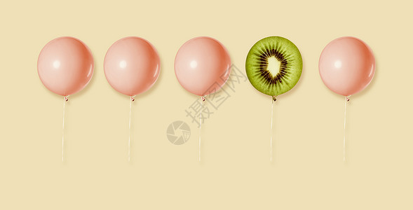 猕猴桃棒棒糖极简气球概念设计图片