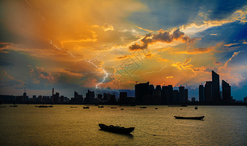 杭州钱塘江钱塘江夜景背景