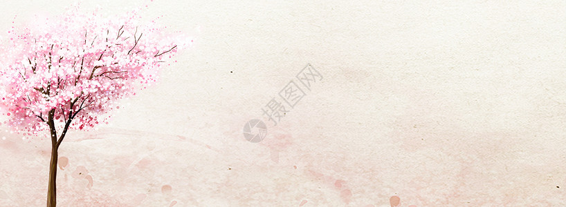 粉红色落叶banner背景设计图片