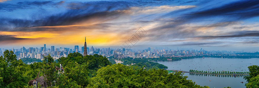 星空光杭州风光背景