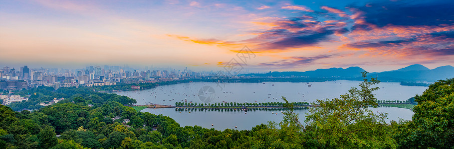 远处天空杭州风光背景