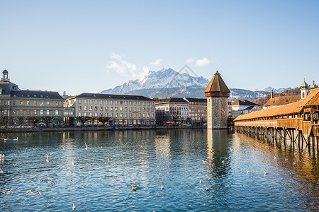 欧洲旅行小别墅瑞士卢塞恩卡贝尔桥背景
