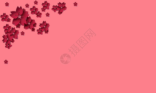 粉纸边框素材花朵粉色系简约背景设计图片