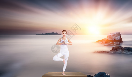 PPT照片瑜伽减压设计图片