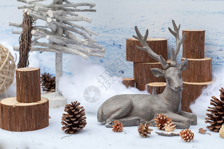 冬天麋鹿冬季圣诞节麋鹿模型素材背景