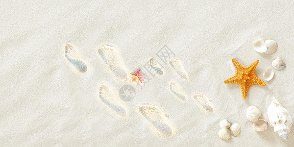 毛巾海报沙滩大脚印小脚印设计图片