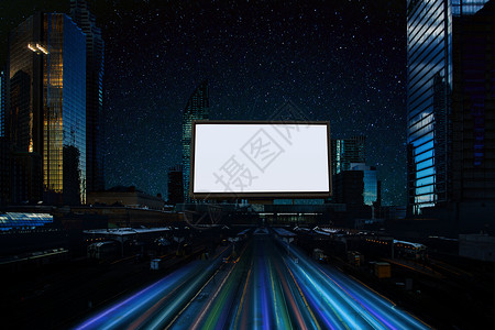 城市马路夜景夜色中的黄金广告位设计图片