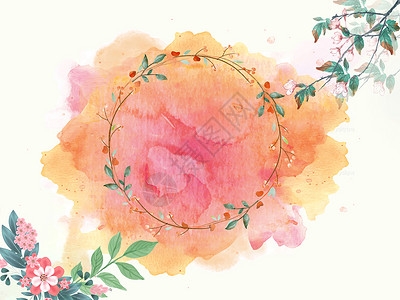 复古贺卡素材花卉铃铛水彩背景设计图片