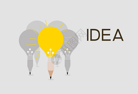 铅笔线创意灯泡IDEA设计图片