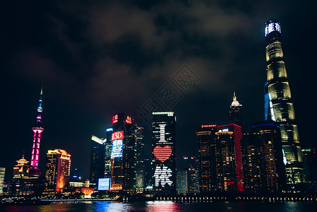 夜空观现代建筑上海外滩夜景背景