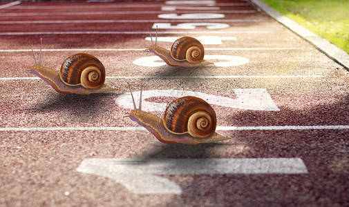 跑道奔跑努力的蜗牛设计图片