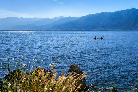 柔和背景午后洱海背景