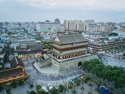 西安旅游广告西安钟鼓楼地标背景