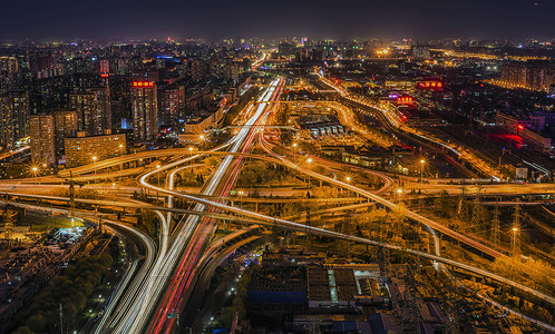 中国北京城市立交桥夜景高清图片