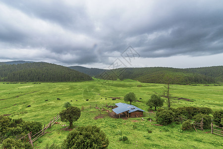 健康小屋高原牧场背景