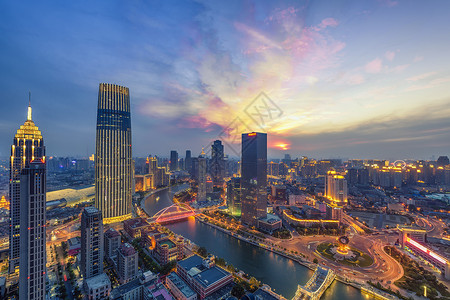 天津117大厦油彩天空背景