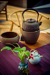 午后茶室夏日蝉鸣高清图片