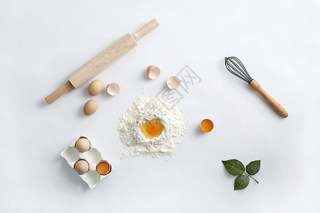 食品接触材料食品制作材料鸡蛋面粉背景