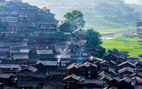 木楼西江苗寨背景